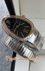 Bvlgari Serpenti Snake Gold 2K Diamond Black Dial Ladies Replica Watch 04