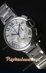 Cartier De Ballon Chronograph White Dial Swiss Replica Watch 07