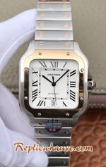 Cartier Santos 100 De Cartier Two Tone Ladies 35MM Swiss BV Replica Watch 03