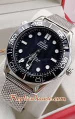 Omega Seamaster Black Dial Mesh Strap 42mm Replica Watch 08