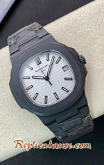 Patek Philippe Nautilus 5711/1A-010 BAMFORD DLC Coated White Dial Swiss PPF Replica Watch 01