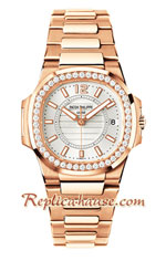 Patek Philippe Nautilus Rose Gold Ladies Swiss Replica Watch 10