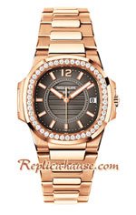 Patek Philippe Nautilus Rose Gold Ladies Swiss Replica Watch 11