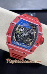 Richard Mille RM35-02 Rafael Nadal Forged Carbon Case Red Rubber Swiss Replica Watch 03