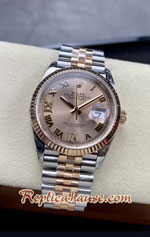 Rolex Datejust 36mm Two Tone Rose Gold Dial Roman Jubilee VSF Swiss Replica Watch 09