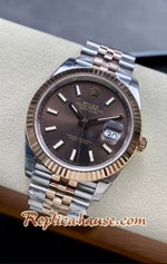 Rolex Datejust 41mm Rose Gold Two Tone Brown Dial Jubilee VSF Swiss Replica Watch 06
