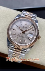 Rolex Datejust 41mm Rose Gold Two Tone SUNDUST Dial Jubilee VSF Swiss Replica Watch 05