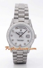 Rolex Replica Day Date Silver - Diamond 6