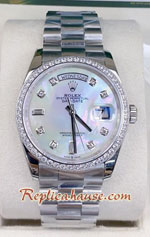 Rolex Day Date Pearl White Dial Diamond 36mm Replica Watch 11