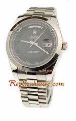 Rolex Replica Day Date II Silver Swiss Watch - 41MM 03