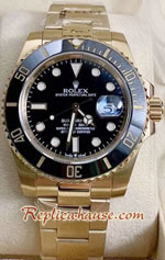 Rolex Submariner Gold Ceramic Black Dial 40mm Replica Watch 01