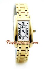 Cartier Tank Americaine Ladies Gold Watch 1