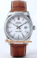 Rolex Datejust Leather White Face