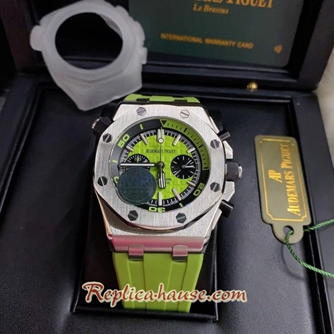 Audemars Piguet Diver Chronograph Green Dial Rubble 42mm Replica Watch 03