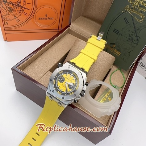 Audemars Piguet Diver Chronograph Yellow Dial Rubble 42mm Replica Watch 02