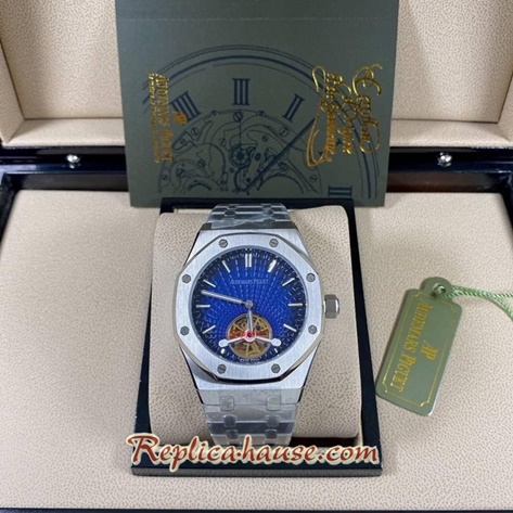 Audemars Piguet Tourbillon Blue Dial 42mm Replica Watch 02