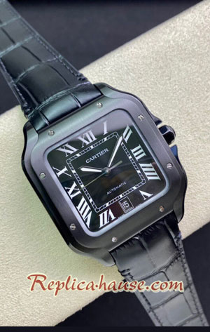 Cartier Santos De PVD Black Dial 40mm Swiss GF Replica Watch 03