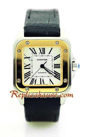 Cartier Santos 100 Two Tone Swiss Replica Watch 05