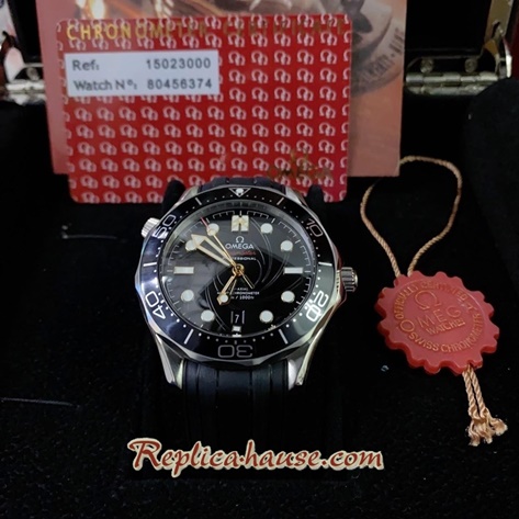 Omega 007 Seamaster Black Dial Rubble 42mm Replica Watch 08