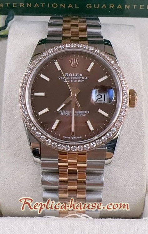 Rolex Datejust Diamond Brown Dial Jubilee 36mm Replica Watch 02
