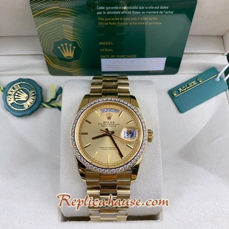 Rolex Day Date Gold Diamond 36mm Gold Dial  Replica Watch 17