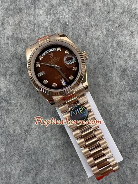Rolex Day Date Rose Gold Brown Dial 36mm Replica Watch 19