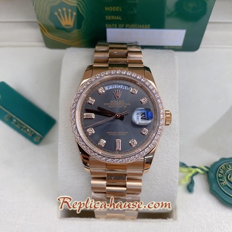 Rolex Day Date Rose Gold Black Dial 36mm Replica Watch 20