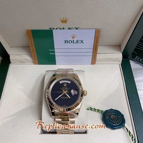 Rolex Day Date II Gold Black Dial 41mm Replica Watch 03