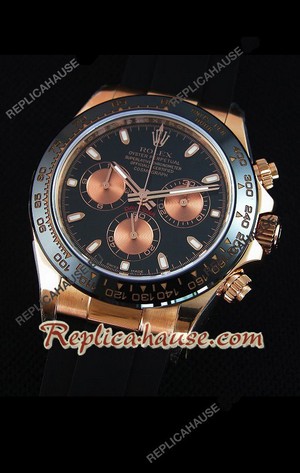 Rolex Daytona Everose Rose Gold Black Dial Swiss Watch 22