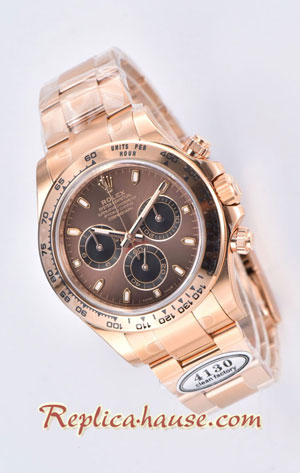 Rolex Daytona Everose Rose Gold Brown Dial Swiss Clean Replica Watch 01