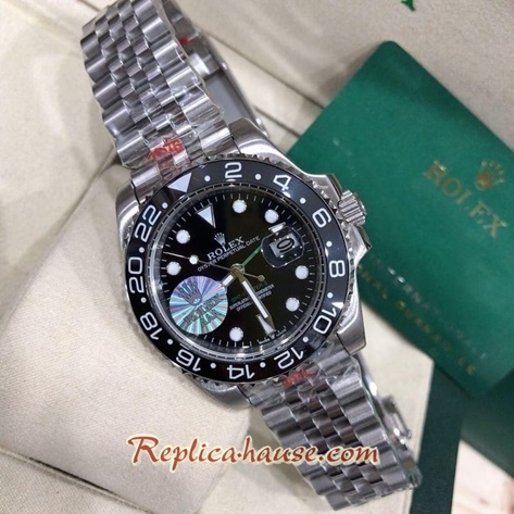 Rolex GMT Black Ceramic Green Hand Jubilee Replica Watch 12