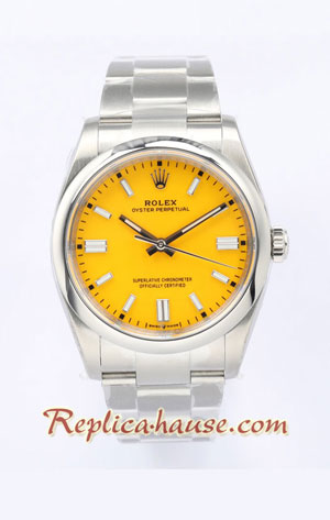 Rolex Oyster Perpetual Yellow Dial 36MM Swiss Replica Watch 03