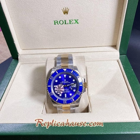 Rolex Submariner Two Tone Ceramic Blue Dial 40mm Replica Watch 02
