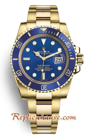 Rolex Submariner Gold Blue Dial - Swiss Replica Watch 2