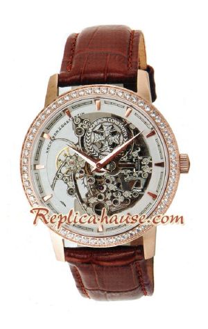 Vacheron Constantin Skeleton Automatic Diamond Markers with Silver Case-Leather Strap 2012 Replica Watch 04