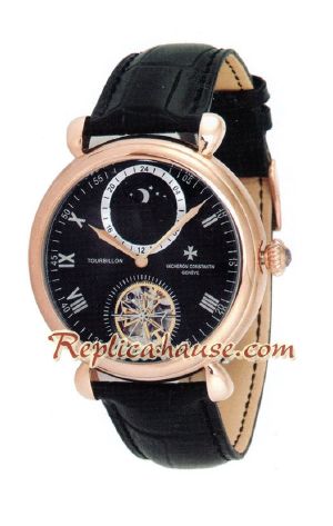 Vacheron Constantin Tourbillon Automatic Rose Gold Case with White Dial-Leather Strap 2012 Watch 2